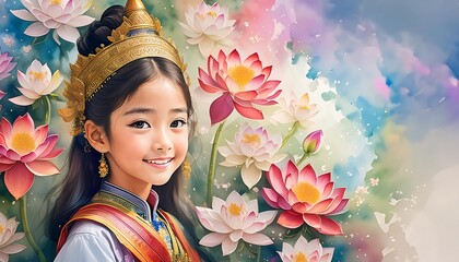 Poster - A beautiful and delicate artistic performance of Isaan Thai girl