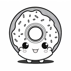 Poster - a cartoon donut with a smiley face