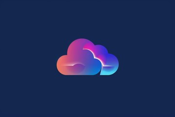 Illustration of a bright colorful logo for cloud storage. Multicolored cloud on a dark blue background.