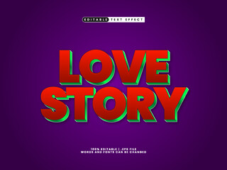 Wall Mural - love story editable text effect in cartoon and kids text style