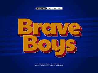 Wall Mural - brave boys editable text effect in kids and cartoon text style