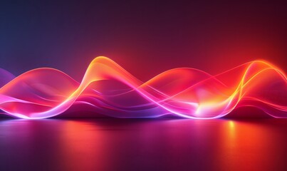 Neon light waves on dark background