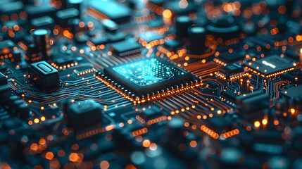 Wall Mural - artificial intelligence and ai technology concept processor chip or mother board background llms
