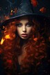 © Stefan - Beautiful young woman in witches hat Halloween art portrait 01