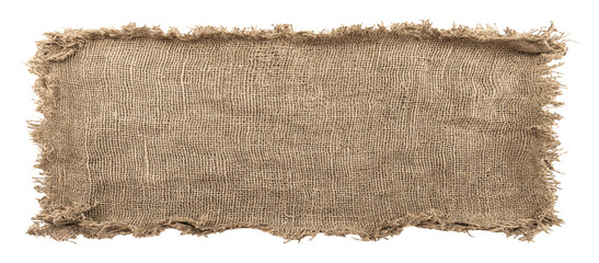 Poster - Burlap texture. A piece of torn burlap on a white background. Canvas. Packing material