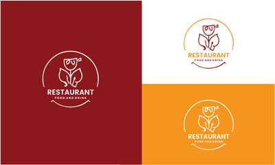 Wall Mural - Restaurant  food and drink simple flat logo design vector illustration icon element.