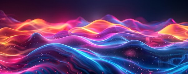 Wall Mural - Neon waves creating random shapes