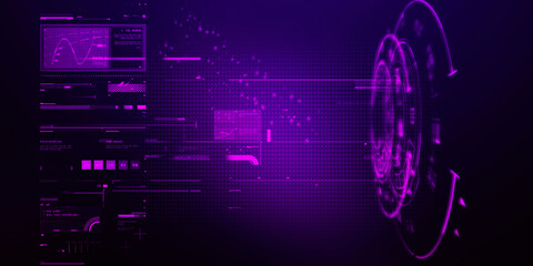 2d illustration Abstract futuristic electronic circuit technology background
