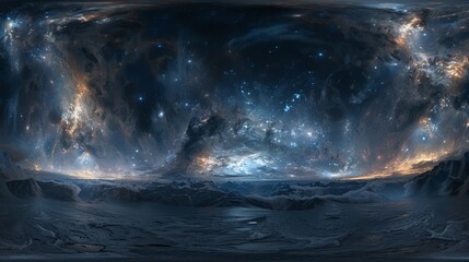 Wall Mural - high-definition 360° equirectangular projection space background with nebula and stars, spherical pa
