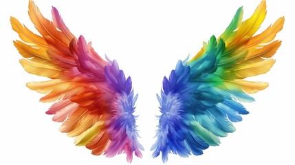 Wall Mural - The wings of a bird are shown in a rainbow of colors. The wings are spread wide open, creating a sense of freedom and lightness. The colors of the wings are vibrant and bold, adding a sense of energy