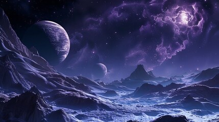 Wall Mural - Aliens Living in Gas Planets' Clouds Illustration, Cosmic Landscape with Deep Space