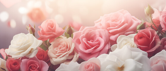 Poster - Delicate Pink and White Roses