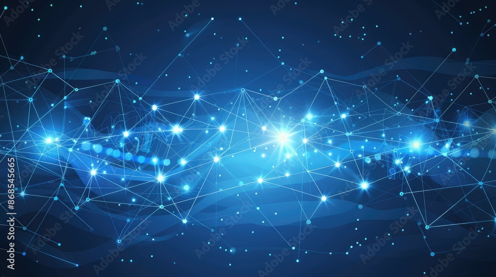 Abstract blue technology background with connection lines and dots ...