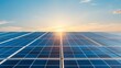 © JP STUDIO LAB - Corporate investment in expansive solar farms, rows of photovoltaic panels under a clear sky, promoting decarbonization and renewable energy, backed by sustainable finance initiatives