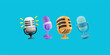 © ayb art - set of 3d microphone icon with voice for announce promotion. mic record for music singing and audio or podcast minimal 3d concept. 3d microphone icon vector illustration for alert and announcement