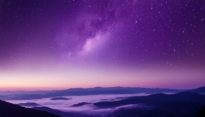 Wall Mural -  A serene purple night sky with a soft bokeh background and faintly glowing stars, providing