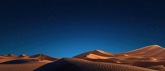 A desert landscape with a starry sky in the background