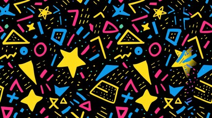 Wall Mural - Abstract Geometric Pattern with Stars and Bold Colors
