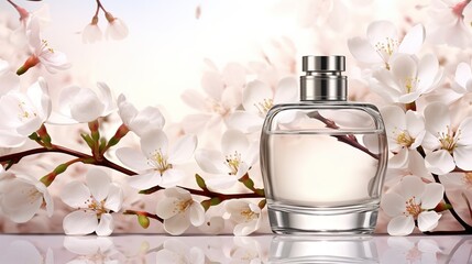 Poster - bottle of perfume with flower