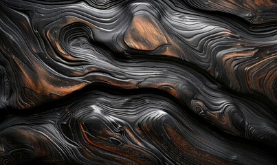 Wall Mural - Dark ebony wood surface with polish