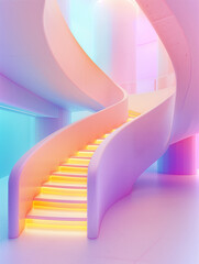 Poster - Abstract colorful streamlined spiral staircase background