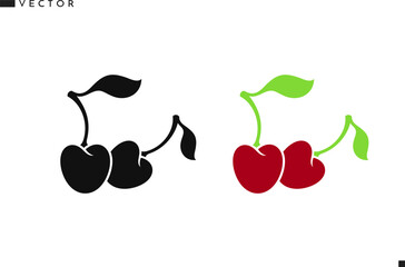 Wall Mural - Cherry with leaves. Abstract silhouette