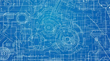Wall Mural - abstract blueprints for a futuristic design
