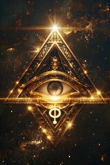 Canvas Print - Mystical Eye of Horus Symbol within Geometric Celestial Composition