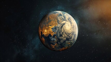 Wall Mural - stunning planet in deep space with stars and nebulae - cosmic sci-fi background