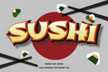 Wall Mural - Sushi japanese 3d text effect