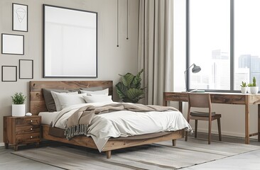 Wall Mural - modern bedroom with minimalistic furniture