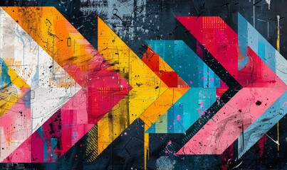 Abstract pop art arrows in vibrant hues