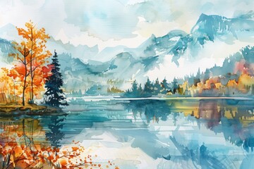 A serene lake scene with surrounding mountains, perfect for editorial use or as a calming background