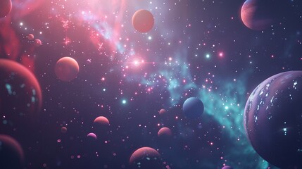 Wall Mural - galactic space background with planets and stars, cosmic nebula and astronomical phenomena in deep o