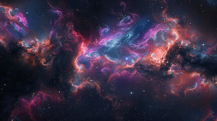 Wall Mural - space fantasy landscape with stars and nebulae in deep space universe