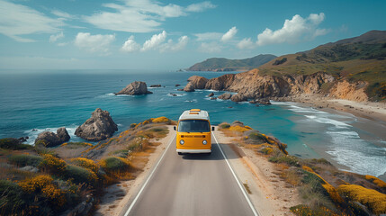 Wall Mural - car car on the road on the beach