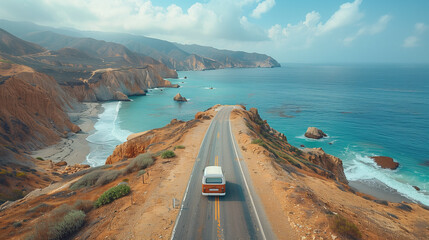 Wall Mural - car car on the road on the beach