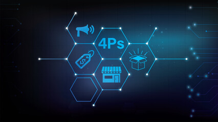 Wall Mural - 4ps model of marketing mix infographic presentation template with icons has 4 steps such as product,