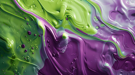 Wall Mural - Bright fluid violet and neon green background. Abstract liquid purple pink wave. Art trippy digital screen. Fantasy Backdrop. Royal glitter banner. Template. Luxury texture. Creative flyer.
