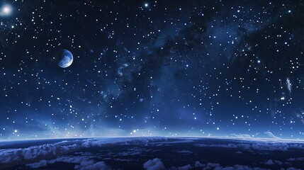 Wall Mural - Starry Night Sky with Twinkling Stars and Planets - Infinite Outer Space Scene Beyond Earth