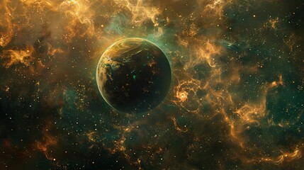 Wall Mural - colorful nebula and galaxy space background with stars, suns, and planets - astronomy telescope view