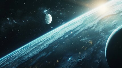 Wall Mural - universe scene with planets, stars, and galaxies in outer space showing the beauty of space explorat
