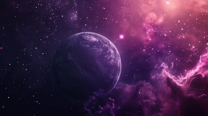 Wall Mural - unknown planet in cosmic nebula: astral cluster of stars, outer space background