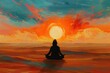 © Bijac - meditative silhouette in lotus position amidst vast desert expanse spiritual awakening and soul healing concept in surreal digital painting
