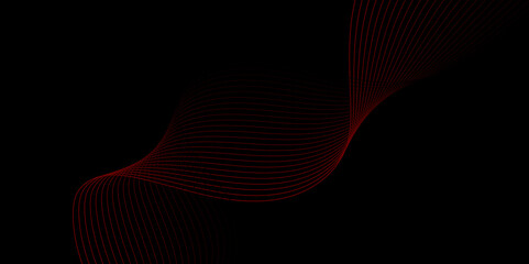 Fototapete - Abstract red wave curve smooth on black design modern luxury technology background illustration. Red wave Lines Pattern on Black Background. Vector Illustration. Technology Wallpaper. Banner. 