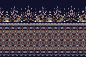 Wall Mural - Fabric pixel abstract geometric pattern Thai stye design for clothing, fabric, background, wallpaper, wrapping, batik. Knitwear, Embroidery style. Aztec geometric art ornament print.