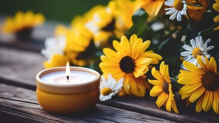 Canvas Print - candles and flower