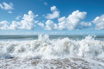 majestic foamy ocean waves crashing and rolling in vast blue seascape nature photography