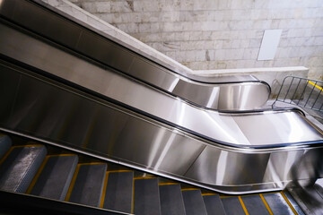 Wall Mural - Station escalators. Comfort and safety of movement of passengers