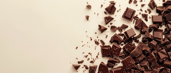 Canvas Print - A close up of chocolate chips on a white background